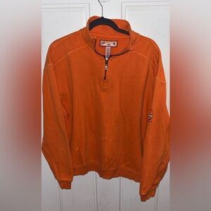 Caribbean Joe Men's Vibrant Orange 1/4 Zip-Up Sweater